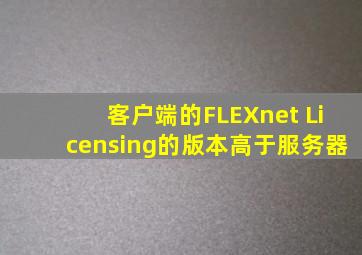 客户端的FLEXnet Licensing的版本高于服务器